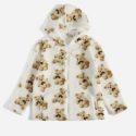 Cartoon Bear Pattern Zip Up Teddy Coat