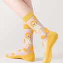 Cartoon Cat Print Crew Socks