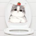 Cartoon Cat Print Toilet Sticker