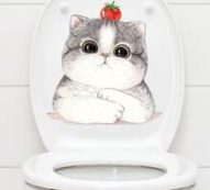 Cartoon Cat Print Toilet Sticker