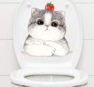 Cartoon Cat Print Toilet Sticker