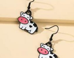 Cartoon Cow Drop Earrings
