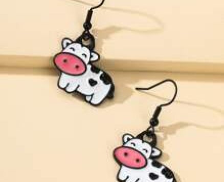 Cartoon Cow Drop Earrings