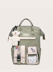 Cartoon Design Doll Decor Backpack