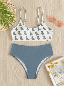 Cartoon Dinosaur Bikini Swimsuit