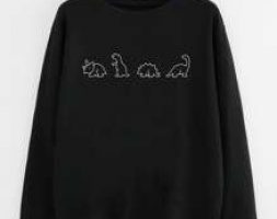 Cartoon Dinosaur Graphic Sweatshirt