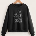 Cartoon Dinosaur Graphic Sweatshirt