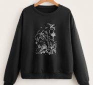 Cartoon Dinosaur Graphic Sweatshirt
