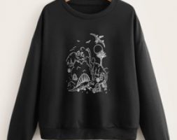 Cartoon Dinosaur Graphic Sweatshirt