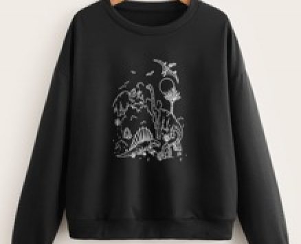 Cartoon Dinosaur Graphic Sweatshirt