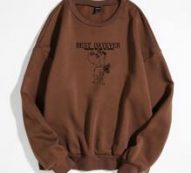 Cartoon Dog And Letter Graphic Drop Shoulder Sweatshirt