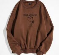 Cartoon Dog And Letter Graphic Drop Shoulder Sweatshirt