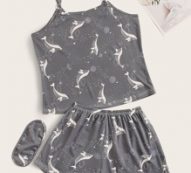 Cartoon Dolphin Cami PJ Set & Eye Cover