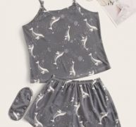 Cartoon Dolphin Cami PJ Set & Eye Cover