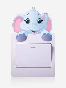 Cartoon Elephant Plug & Switch Button Sticker