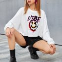 Cartoon Face & Letter Graphic Drop Shoulder Sweatshirt