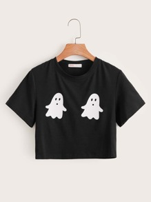 Cartoon Ghost Print Tee