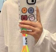 Cartoon Graphic Clear Phone Case With Lanyard