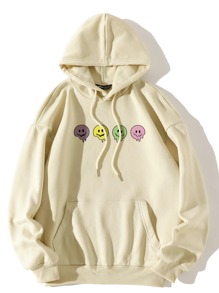 Cartoon Graphic Drawstring Thermal Lined Hoodie