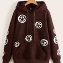 Cartoon Graphic Drop Shoulder Drawstring Hoodie