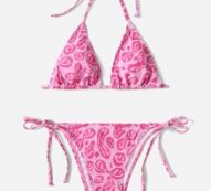 Cartoon Graphic Halter Triangle Tie Side Bikini Swimsuit