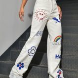 Cartoon Graphic High Waist Baggy Jeans