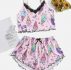 Cartoon Graphic Lettuce Trim Cami Top & Shorts PJ Set