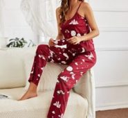 Cartoon Graphic PJ Set With Eye Cover