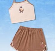 Cartoon Graphic Ringer Crop Cami & Dolphin Shorts