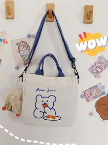 Cartoon Graphic Satchel Bag With Bag Charm