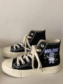 Cartoon Lace-up High Top Canvas Sneakers