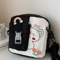 Cartoon Print Crossbody Bag With Cartoon Badge