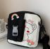 Cartoon Print Crossbody Bag With Cartoon Badge