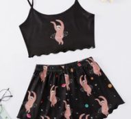 Cartoon Sloth Graphic Cami Pajama Set