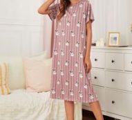 Cartoon & Stripe Print Nightdress