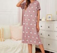 Cartoon & Stripe Print Nightdress
