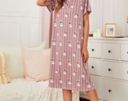Cartoon & Stripe Print Nightdress