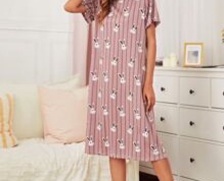 Cartoon & Stripe Print Nightdress