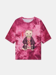 Cat Graphic Tie Dye Tee