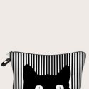 Cat Pattern Striped Makeup Bag