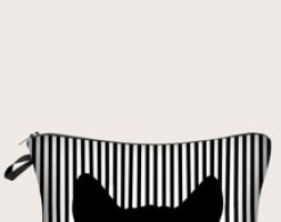 Cat Pattern Striped Makeup Bag