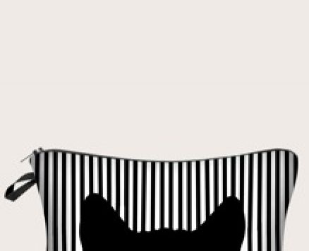 Cat Pattern Striped Makeup Bag