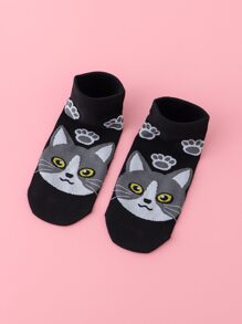 Cat Print Ankle Socks