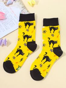 Cat Print Crew Socks