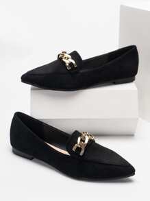 Chain Decor Loafer Mules