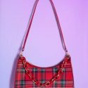 Chain Decor Tartan Pattern Shoulder Bag