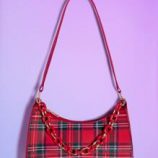 Chain Decor Tartan Pattern Shoulder Bag