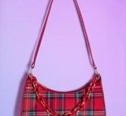 Chain Decor Tartan Pattern Shoulder Bag
