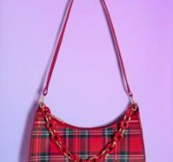 Chain Decor Tartan Pattern Shoulder Bag