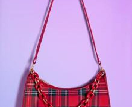 Chain Decor Tartan Pattern Shoulder Bag